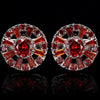 ROUND FLOWER SILVER CRYSTAL CUFFLINKS