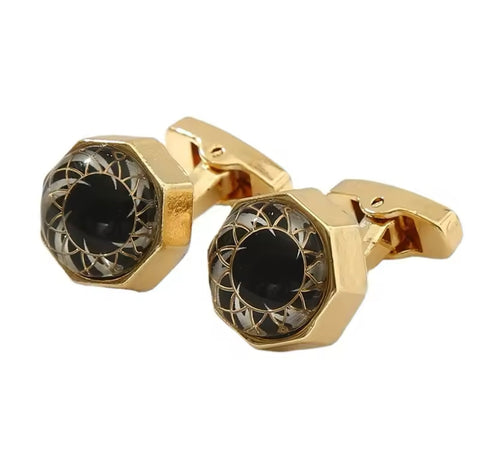 ROUND CRYSTAL CUFFLINKS