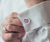 Silver purple OVAL CUFFLINKS