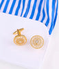 CRYSTAL GOLD WHITE round CUFFLINKS