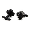 RHINESTONE black CLOVER BUTTON FORMAL CUFFLINKS