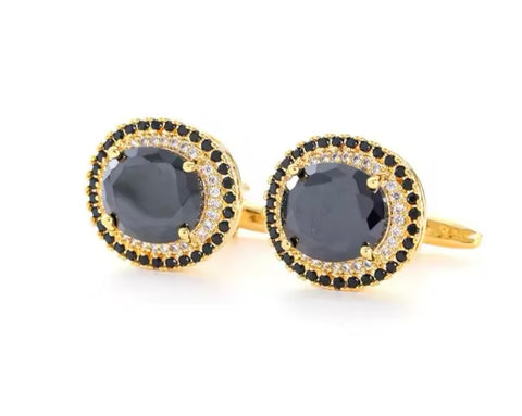 GOLD ZIRCONS LUXURY CUFFLINKS