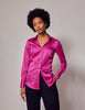 Fuschia Fitted Satin Shirt - Single Cuff