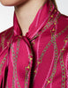 Fuchsia & Yellow Chains Print shirt - Single Cuff - Pussy Bow