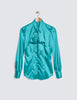 Aqua Fitted Luxury Satin Shirt - Single Cuff