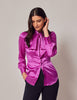 Purple Satin Shirt - Single Cuff - Pussy Bow