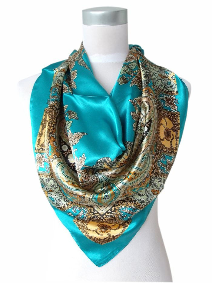 Sky blue 90x90cm Imitated Silk Square Scarf