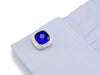 Blue man-made platinum plated cufflinks