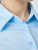 Blue Fitted Cotton Stretch Shirt - Double Cuff