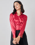 Red Fitted Satin Shirt - Double Cuff – miss cufflinks