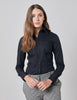 Black Fitted Shirt with High Long Collar - Single Cuff