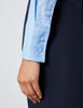 Ice Blue Fitted Shirt with High Long Collar - Single Cuff