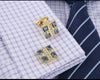 SQUARE GOLD CRYSTAL CUFFLINKS