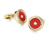 ROUND RED SILVER CUFFLINKS