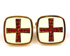 Gold Cufflinks with red crystal cross