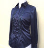 EMBROIDERED BLUE SATIN SHIRT - DOUBLE CUFF