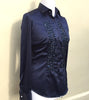 EMBROIDERED BLUE SATIN SHIRT - DOUBLE CUFF