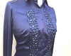 EMBROIDERED BLUE SATIN SHIRT - DOUBLE CUFF