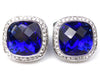 Blue man-made platinum plated cufflinks