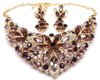 Purple Crystal Rhinestone Necklace & earrings