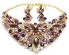 Purple Crystal Rhinestone Necklace & earrings