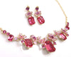 Pink crystal jewellery set