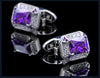 Purple Crystal Silver Cufflinks