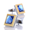 Blue Crystal Gold and Silver Cufflinks