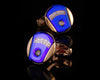 BLUE RHINESTONE GOLD CUFFLINKS