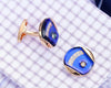 BLUE RHINESTONE GOLD CUFFLINKS