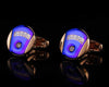 BLUE RHINESTONE GOLD CUFFLINKS