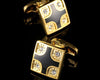 SQUARE CRYSTAL GOLD CUFFLINKS