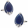 BLUE ENAMEL, CRYSTAL WATER DROP CUFFLINKS