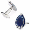 BLUE ENAMEL, CRYSTAL WATER DROP CUFFLINKS