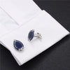 BLUE ENAMEL, CRYSTAL WATER DROP CUFFLINKS