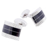 SILVER BLACK STONE CUFFLINKS