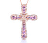 Pink Sapphire and Diamond Cross Pendant