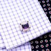 Purple Crystal Silver Cufflinks