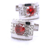 SILVER RED STONE CUFFLINKS