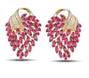 Pink Red Ruby and Diamond Earrings