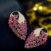 Pink Red Ruby and Diamond Earrings