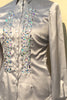 JEWELLERED SILVER SATIN SHIRT - DOUBLE CUFF