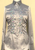 JEWELLERED SILVER SATIN SHIRT - DOUBLE CUFF