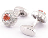 Coral Crystal Flower Shape Cufflinks