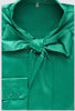 Green Fitted Satin Blouse, Pussy Bow